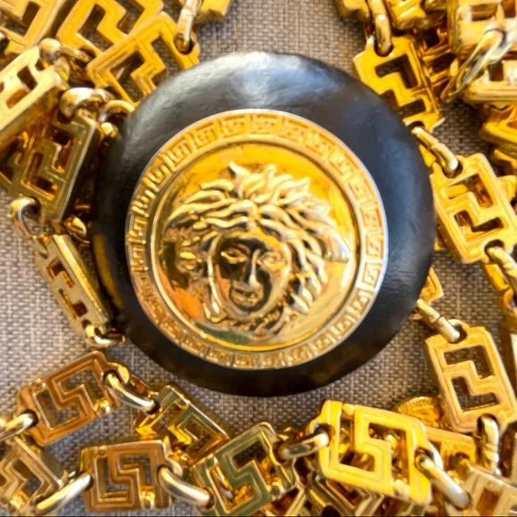 Gianna Versace Greek Key Bondage Collection Chain Medusa Belt - Picture 10 of 16